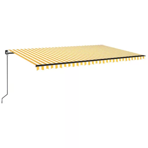 Sárga és fehér kézzel kihúzható napellenző 500 x 350 cm