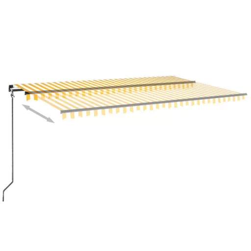 Sárga és fehér kézzel kihúzható napellenző 500 x 350 cm