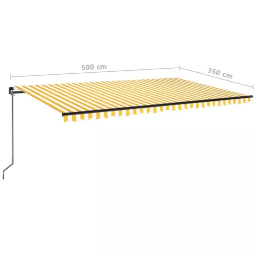 Sárga és fehér kézzel kihúzható napellenző 500 x 350 cm