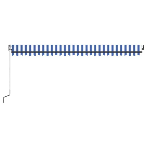 Kék/fehér automata szélérzékelős és LED-es napellenző 500x350cm