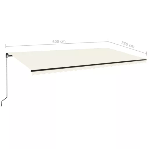 Krémszínű kézzel kihúzható napellenző 600 x 350 cm
