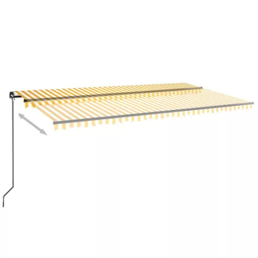 Sárga és fehér kézzel kihúzható napellenző 600 x 350 cm