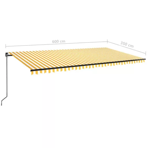 Sárga és fehér kézzel kihúzható napellenző 600 x 350 cm