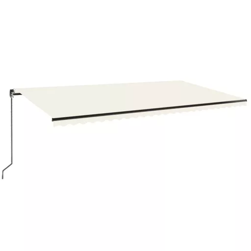 Krémszínű kézzel kihúzható LED-es napellenző 600 x 350 cm