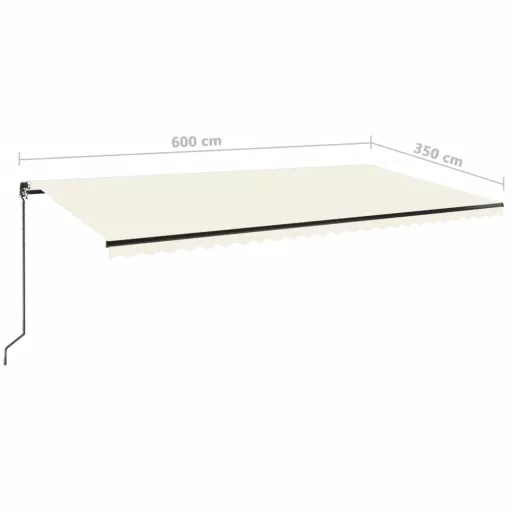 Krémszínű kézzel kihúzható LED-es napellenző 600 x 350 cm