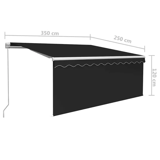 Antracitszürke kézzel kihúzható napellenző redőnnyel 3,5x2,5 m