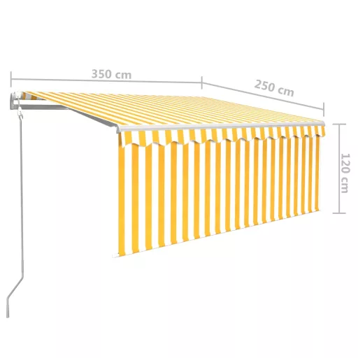 Sárga-fehér automata kihúzható napellenző redőnnyel 3,5 x 2,5 m