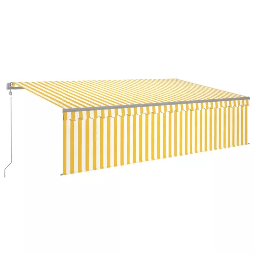 Sárga és fehér automata napellenző redőnnyel 5 x 3 m