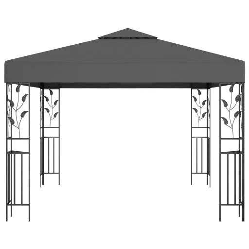 Antracitszürke pavilon LED fényfüzérrel 3 x 3 m