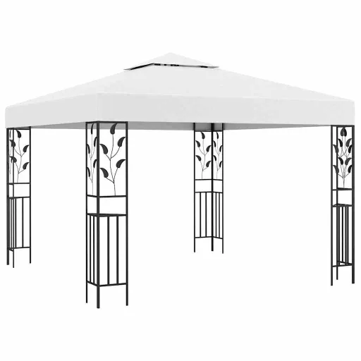 Fehér pavilon LED fényfüzérrel 3 x 3 m