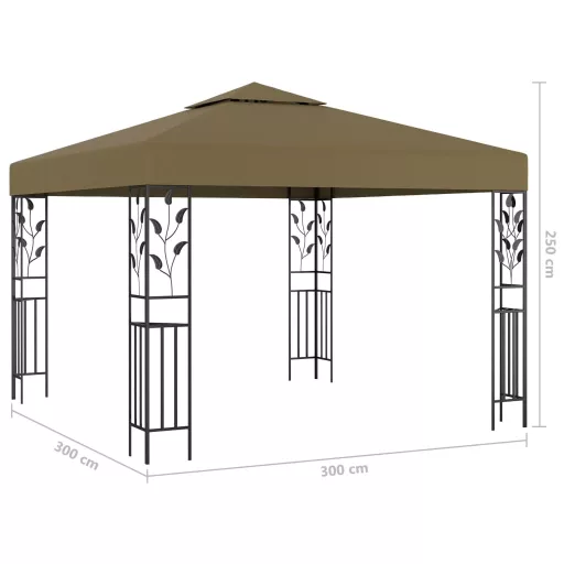 Tópszínű pavilon LED fényfüzérrel 3 x 3 m