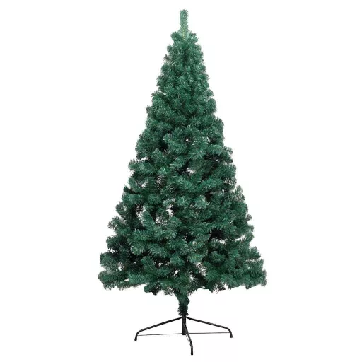 Zöld megvilágított fél műkarácsonyfa gömb szettel 120 cm
