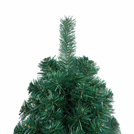 Zöld megvilágított fél műkarácsonyfa gömb szettel 150 cm