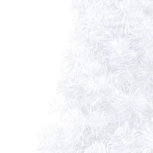 Fehér megvilágított fél műkarácsonyfa gömb szettel 240 cm