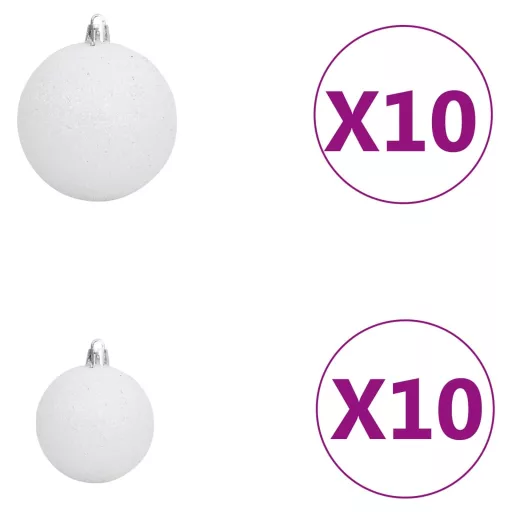 Fehér megvilágított műkarácsonyfa gömb szettel 240 cm