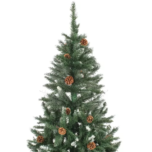 Megvilágított műkarácsonyfa tobozzal 210 cm