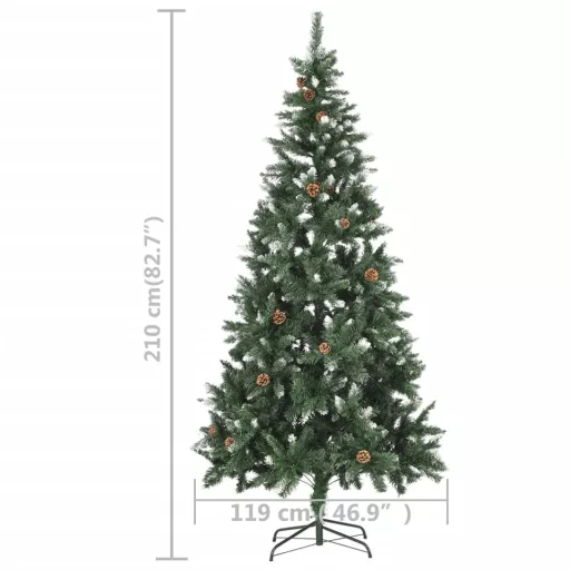 Megvilágított műkarácsonyfa tobozzal 210 cm