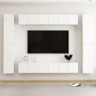 10 részes fehér szerelt fa TV-szekrényszett