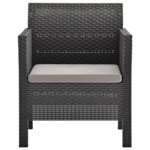 2 db antracit PP rattan kerti szék párnával