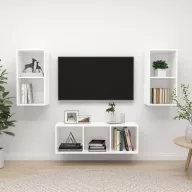 3 részes fehér forgácslap TV-szekrény
