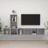 3 részes betonszürke szerelt fa TV-szekrény szett