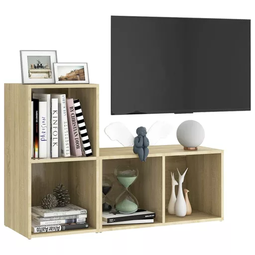 2 db sonoma tölgy színű szerelt fa TV-szekrény 72x35x36,5 cm