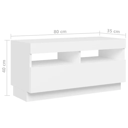 Fehér TV-szekrény LED-lámpákkal 180 x 35 x 40 cm