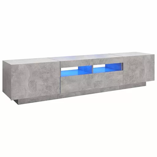 Betonszürke TV-szekrény LED-lámpákkal 180 x 35 x 40 cm