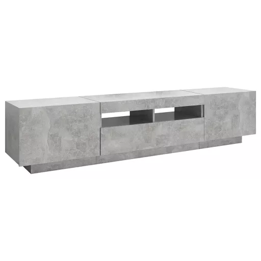 Betonszürke TV-szekrény LED-lámpákkal 180 x 35 x 40 cm