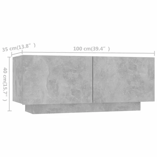 Betonszürke TV-szekrény LED-lámpákkal 180 x 35 x 40 cm