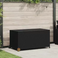 Fekete polyrattan kerti tárolóláda 120 x 65 x 61 cm