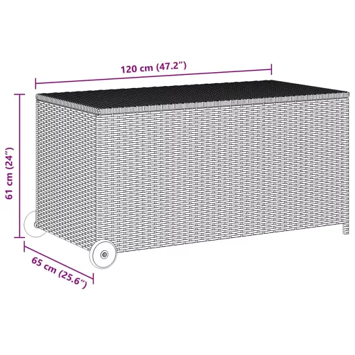 Fekete polyrattan kerti tárolóláda 120 x 65 x 61 cm