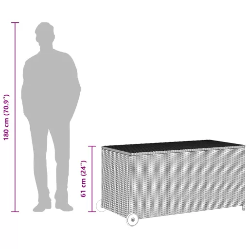 Fekete polyrattan kerti tárolóláda 120 x 65 x 61 cm