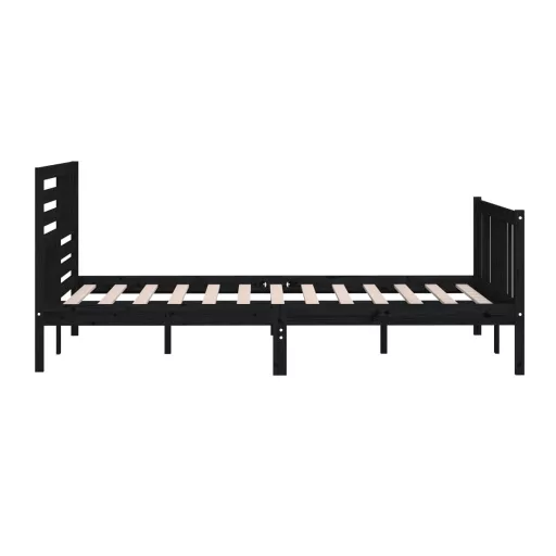 Fekete tömör fa ágykeret 200 x 200 cm