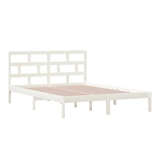 Fehér tömör fa ágykeret 150 x 200 cm (King Size)