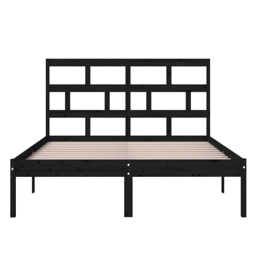 Fekete tömör fa ágykeret 150 x 200 cm (King Size)