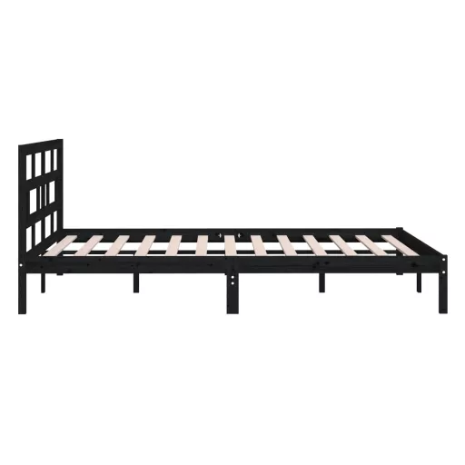 Fekete tömör fa ágykeret 150 x 200 cm (King Size)