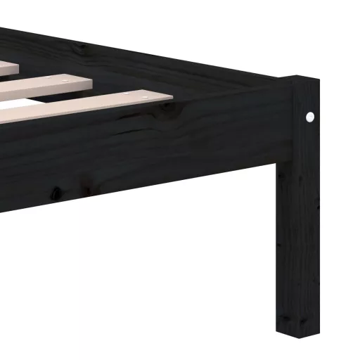 Fekete tömör fa ágykeret 150 x 200 cm (King Size)