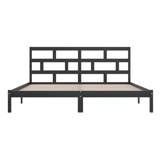Fekete tömör fenyőfa ágykeret 200 x 200 cm