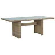   Barna üveg és polyrattan kerti étkezőasztal 200 x 100 x 74 cm