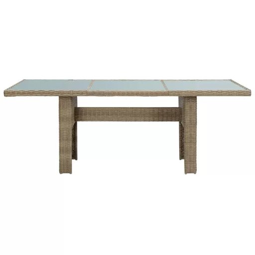 Barna üveg és polyrattan kerti étkezőasztal 200 x 100 x 74 cm