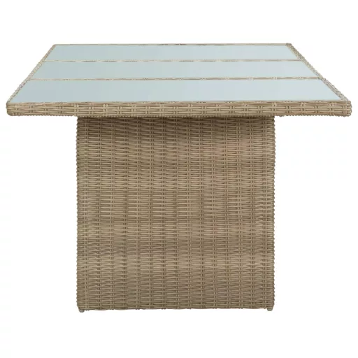 Barna üveg és polyrattan kerti étkezőasztal 200 x 100 x 74 cm