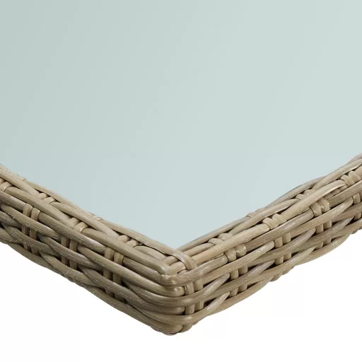 Barna üveg és polyrattan kerti étkezőasztal 200 x 100 x 74 cm