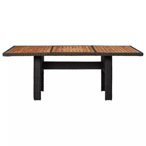 Fekete polyrattan kerti étkezőasztal 200 x 100 x 74 cm