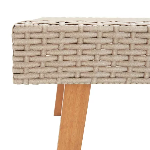Bézs polyrattan kerti dohányzóasztal
