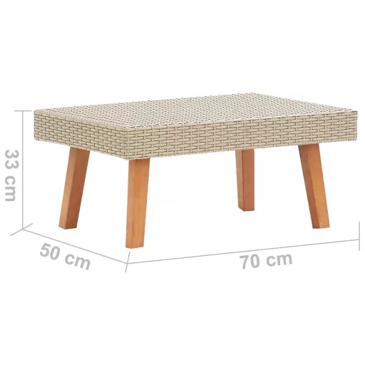 Bézs polyrattan kerti dohányzóasztal