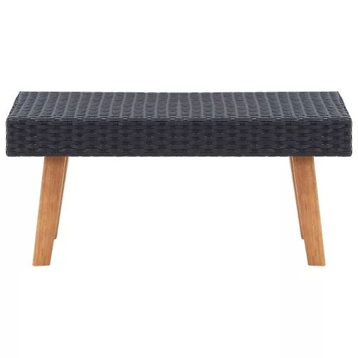 Fekete polyrattan kerti dohányzóasztal