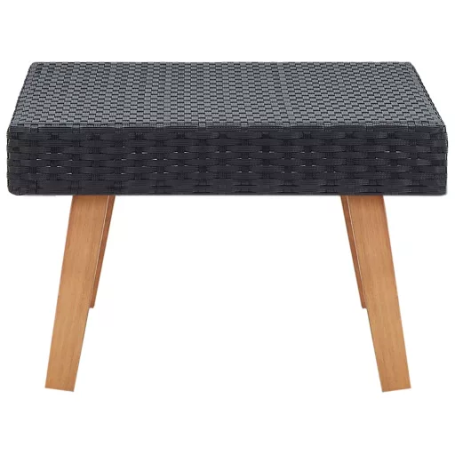 Fekete polyrattan kerti dohányzóasztal