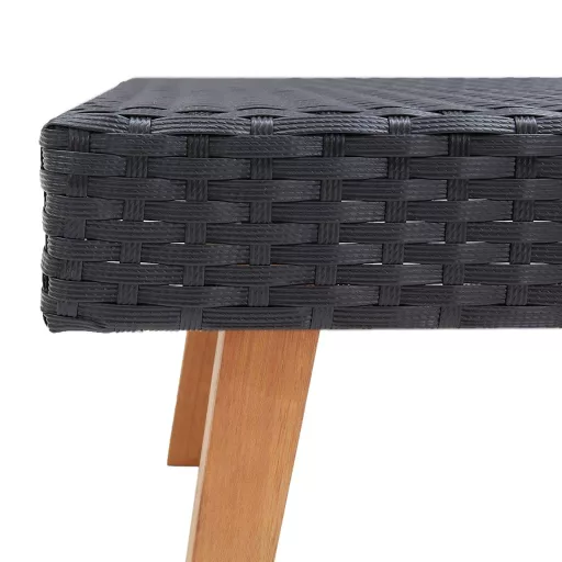 Fekete polyrattan kerti dohányzóasztal