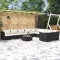 10 részes fekete polyrattan kerti ülőgarnitúra párnákkal